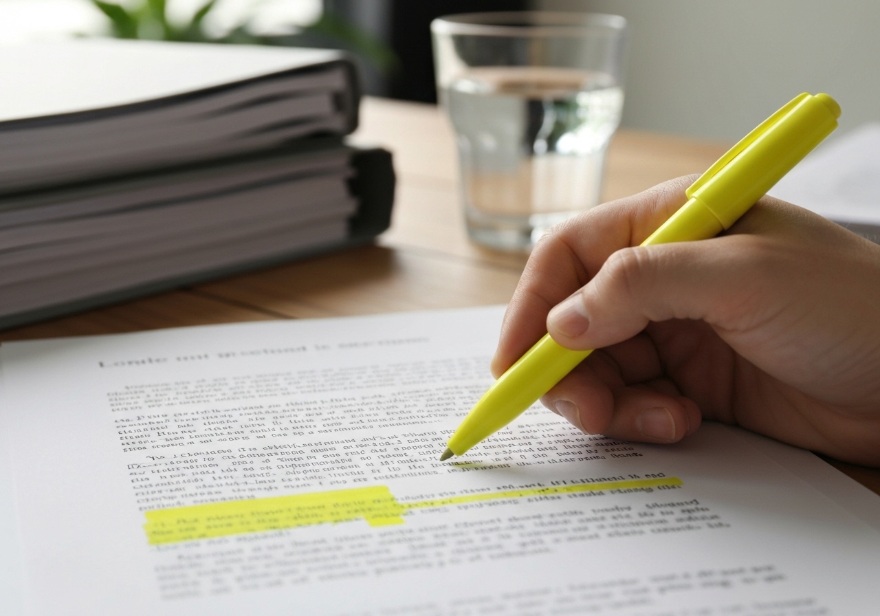 Hand highlighting federal regulation document
